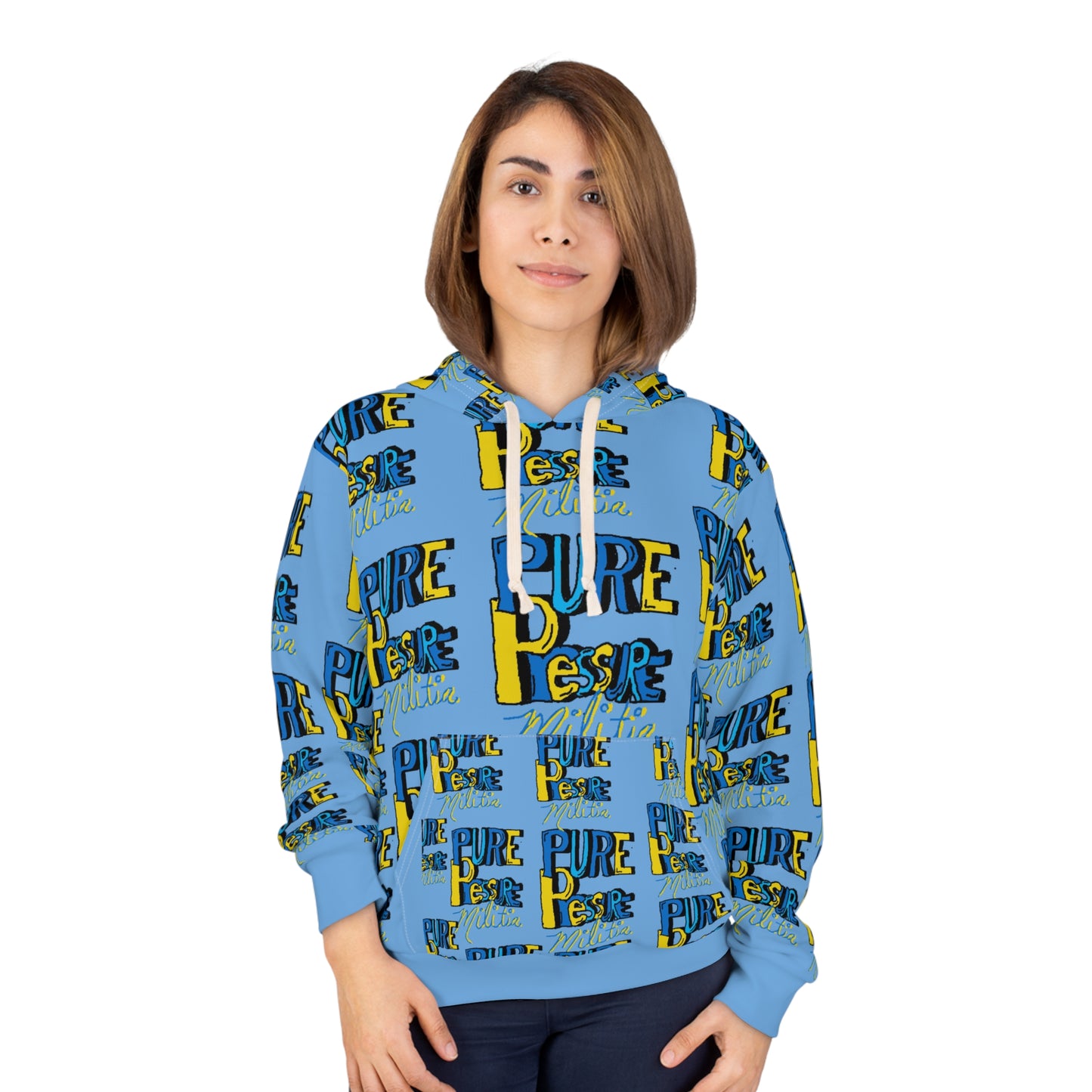 Pure Pressure Militia Vibrant Unisex Pullover Hoodie - Pure Desire Design, Cozy Sweatshirt, Casual Streetwear, Gift for Him/Her, Fun Everyday Wear