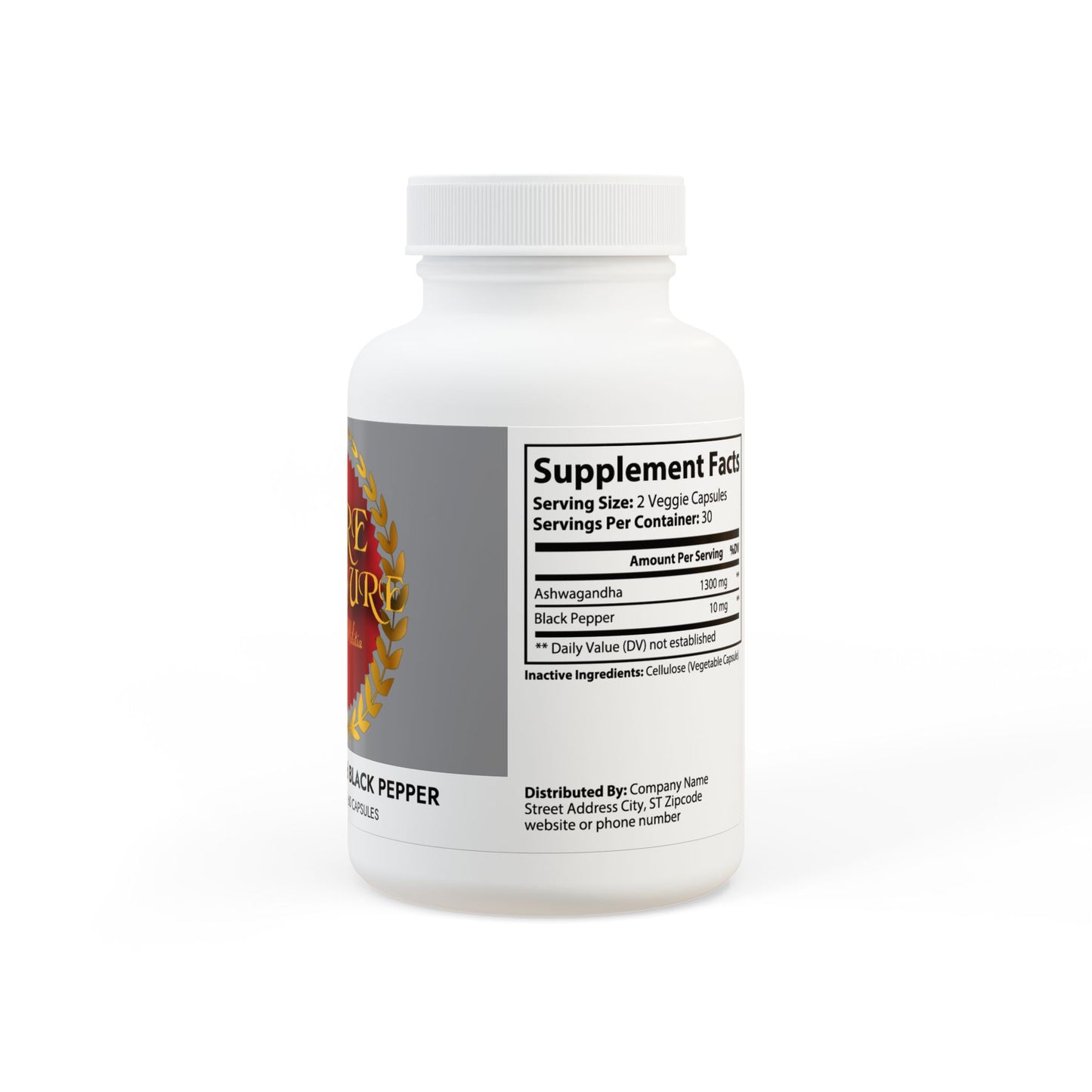 PURE Pressure Militia Ashwagandha and Black Pepper Supplement (60 capsules)