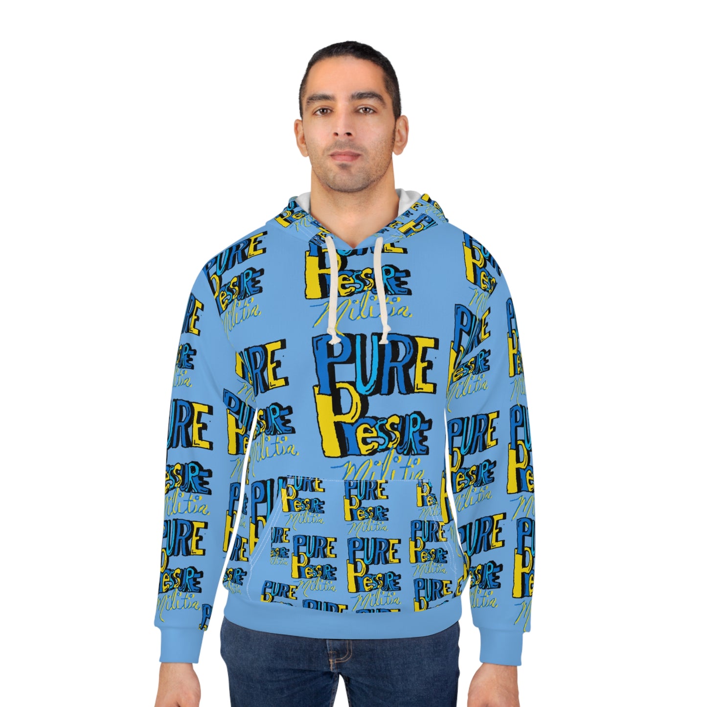 Pure Pressure Militia Vibrant Unisex Pullover Hoodie - Pure Desire Design, Cozy Sweatshirt, Casual Streetwear, Gift for Him/Her, Fun Everyday Wear