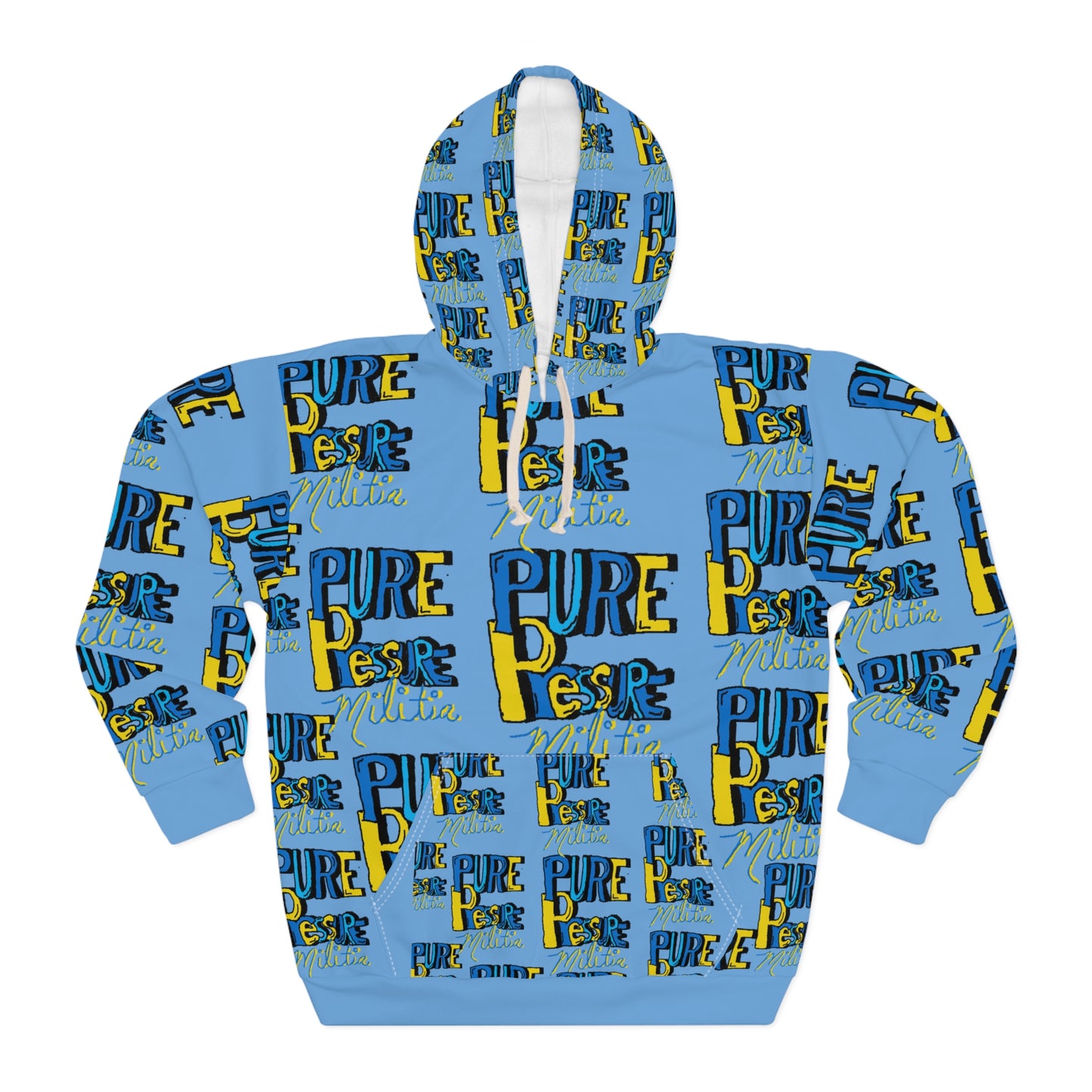 Pure Pressure Militia Vibrant Unisex Pullover Hoodie - Pure Desire Design, Cozy Sweatshirt, Casual Streetwear, Gift for Him/Her, Fun Everyday Wear